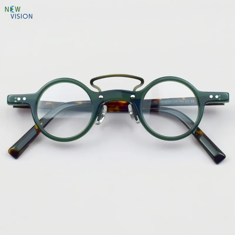 Retro Women Glasses Small Round Acetate Eyeglass Frame Fashion Versatile Men New Model Supports Prescription Lenses for Myopia