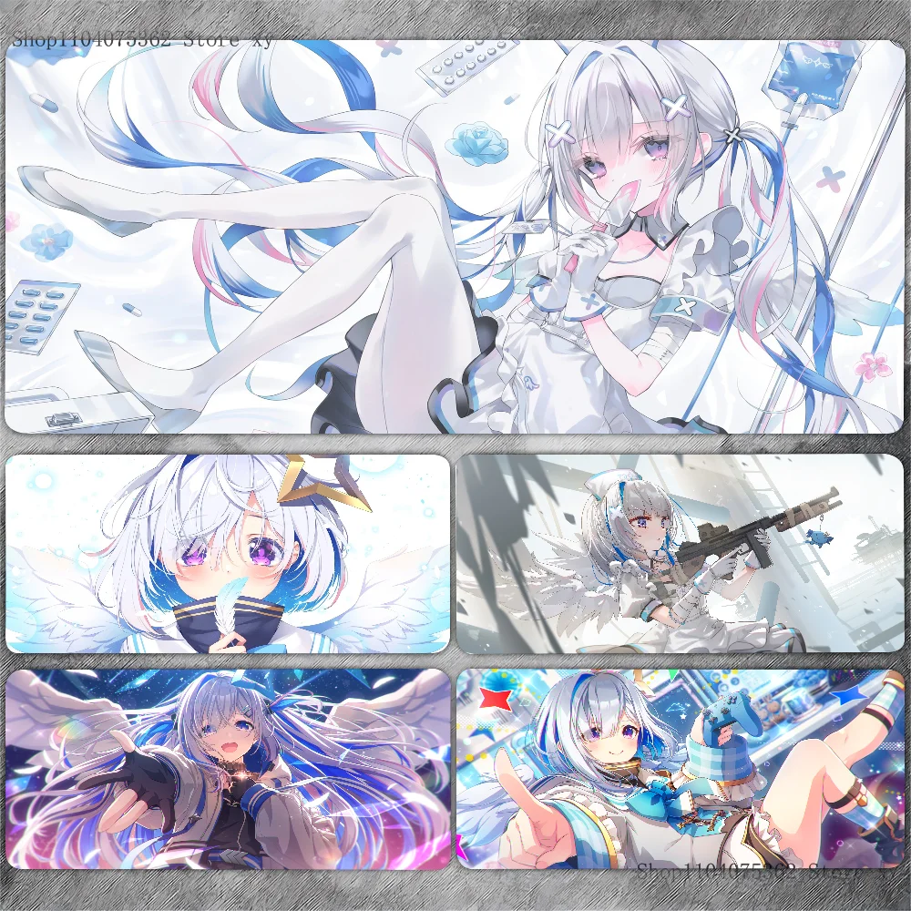 Game Anime Hololive Vtube Amane Kanata Mousepad Large Keyboard Desk Mat Gaming Mouse Pad LockEdge Non-slip Mat