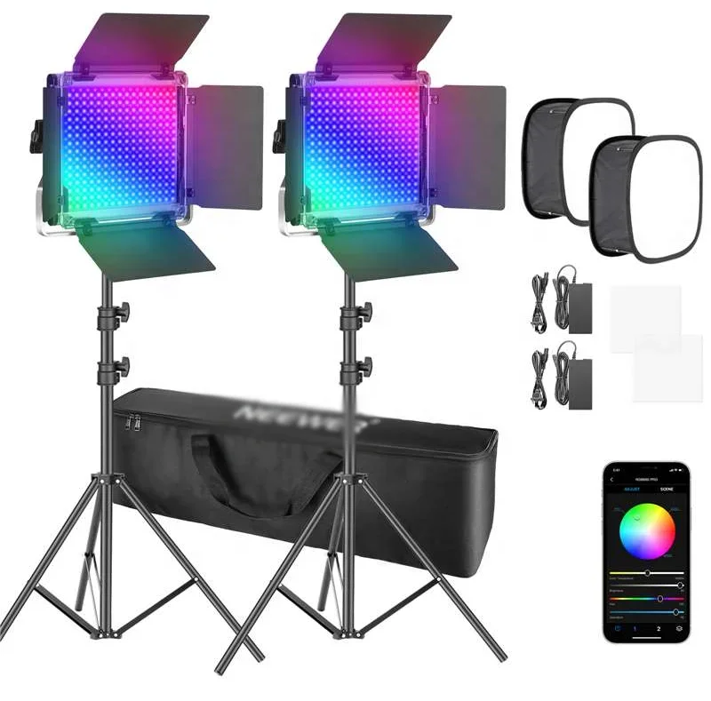 FillLight 2Packs 530/ 660 PRO RGB Led Video Light with APP Control Softbox Kit,360 Full Color,50W Video Lighting CRI 97 23081903