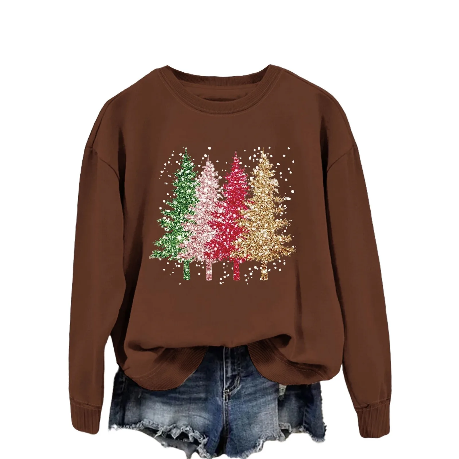 

Autumn Horse Tree Christmas Sleeve Women Pullovers Hoodies Streetwear Female Sweatshirts Women's Oversized Woman Clothing Tops