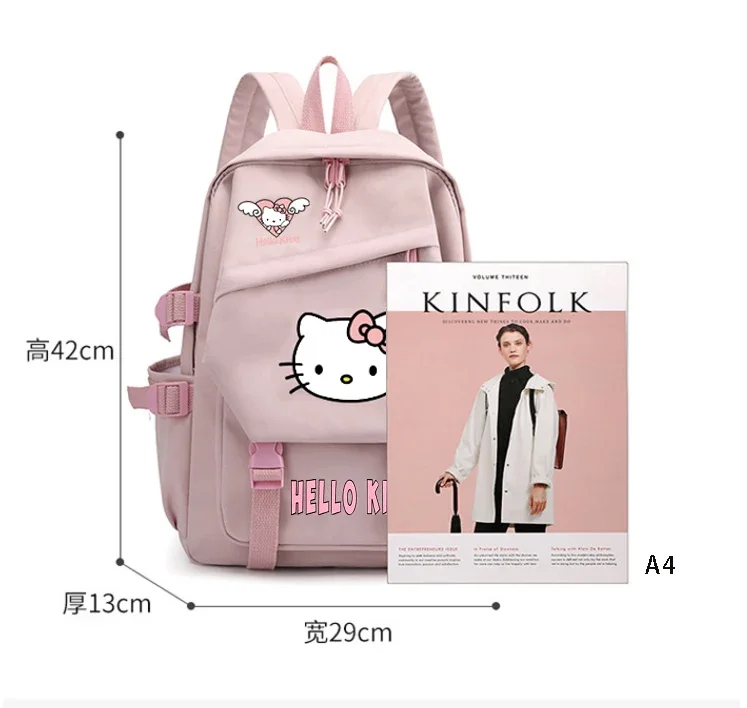 Sanrio Hello Kitty Backpacks Student Cartoon School Bag Korean Style Kawaii Shoulder Bags Y2k Girls Casual Backpack with Pendant