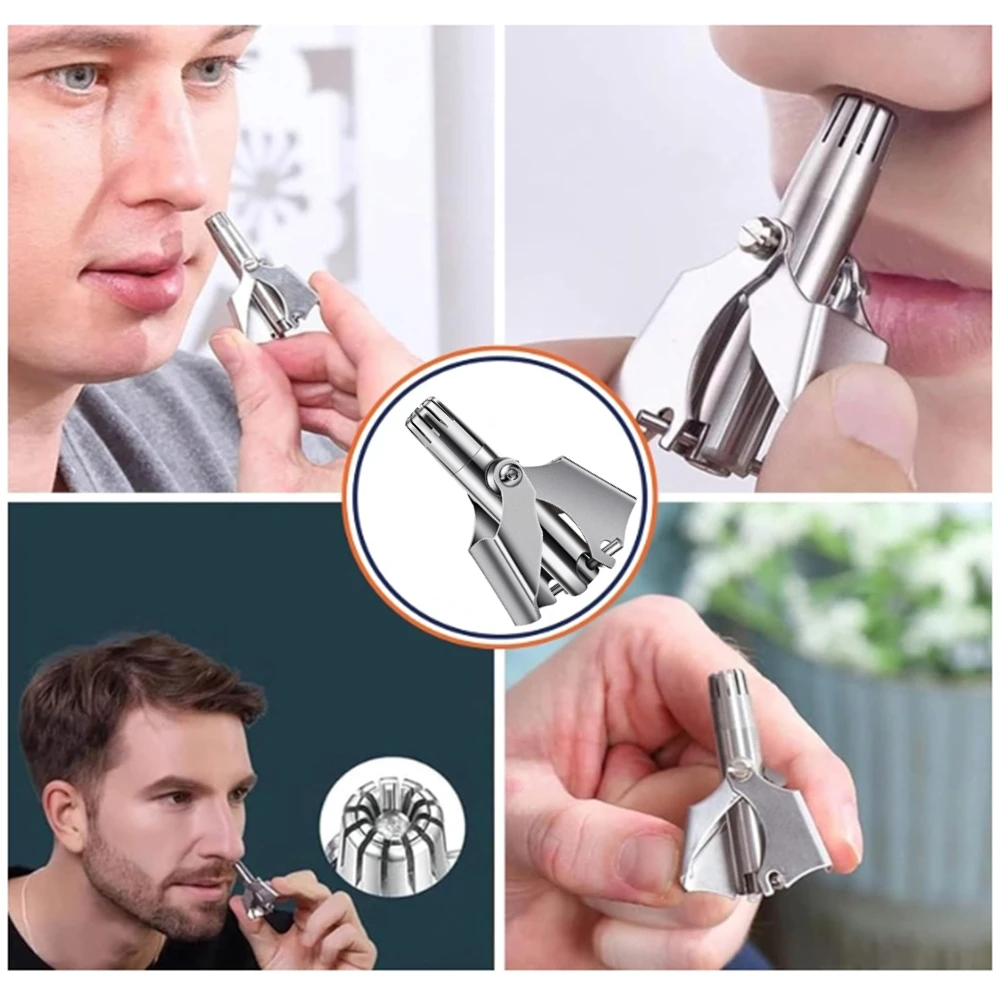 Tondeuse à poils de nez Portable en acier inoxydable pour hommes/femmes, rasoir manuel indolore mécanique, outil d'épilation lavable