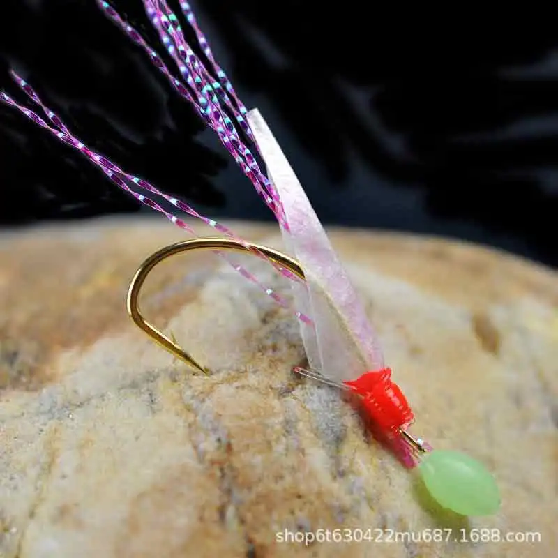 5개의 후크가 있는 사비키 루어 바닷물 낚시 미끼, 진짜 물고기 껍질 줄과 후크가 있는 고등어 야광 플래시 사비키 루어