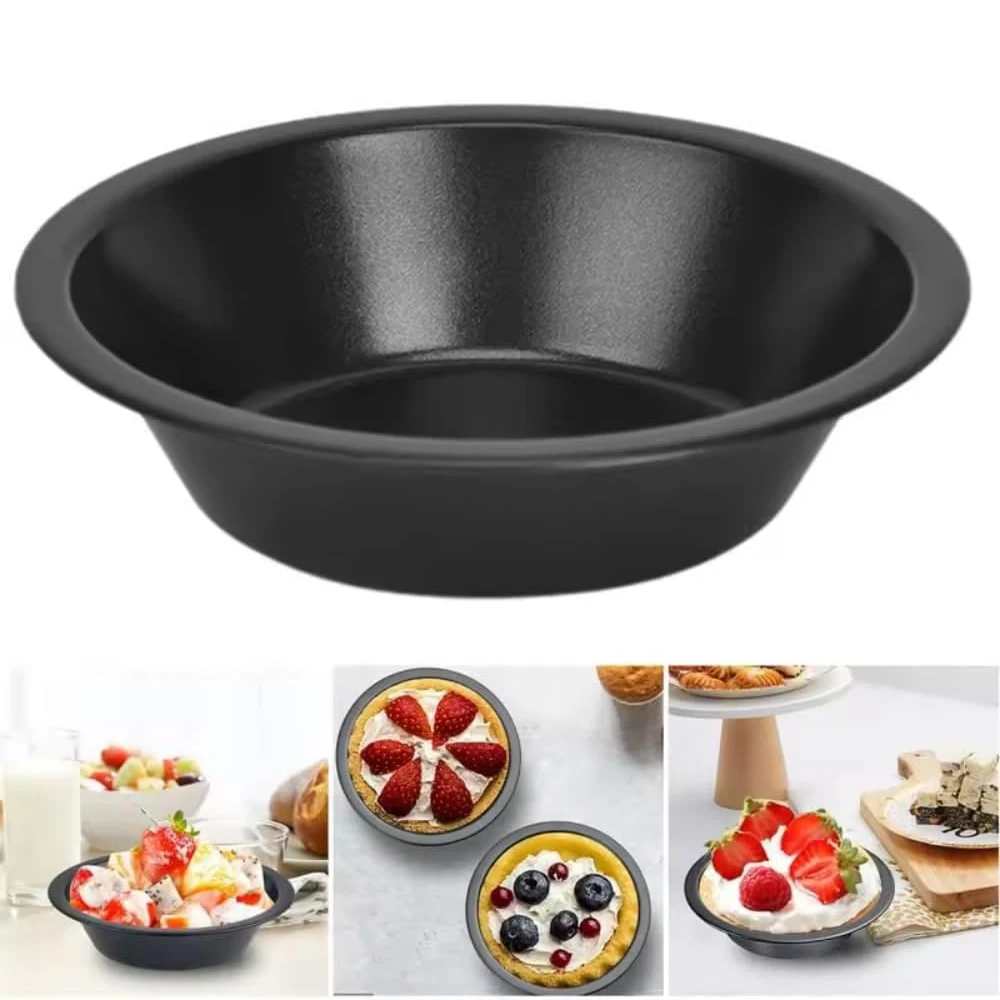 Mini moules à tartelettes noirs, moules à tarte ronds, moule à pâtisserie antiadhésif en acier au carbone, moule à tartelettes de petite taille de 4,3 pouces