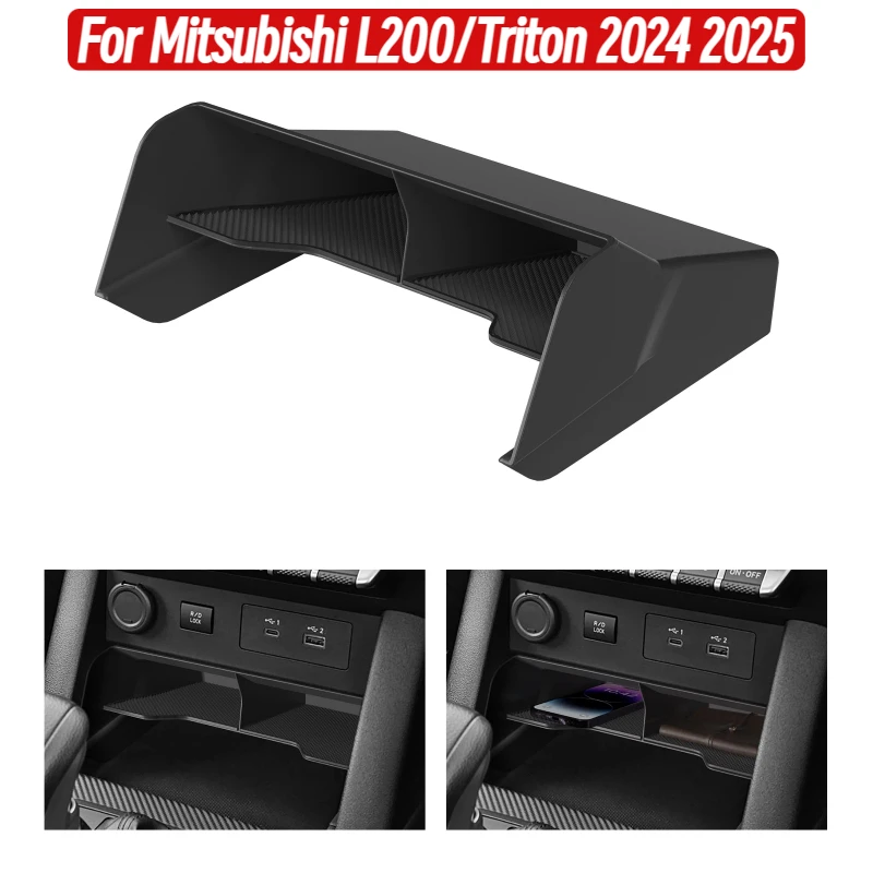 

For Mitsubishi L200/Triton 2024 2025 Center Console Storage Tray Organizers Car Interior Accessories Tidying Black