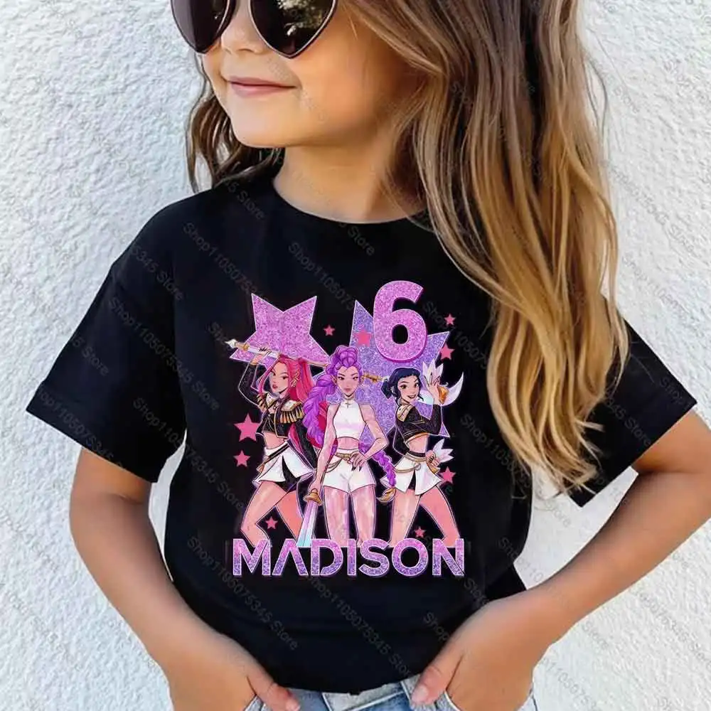 

Детская футболка Kpop Demon Hunters, женская футболка с короткими рукавами Saja для мальчиков, детская футболка Kpop Demon Hunters, футболка для девочек и мальчиков, семейная одежда