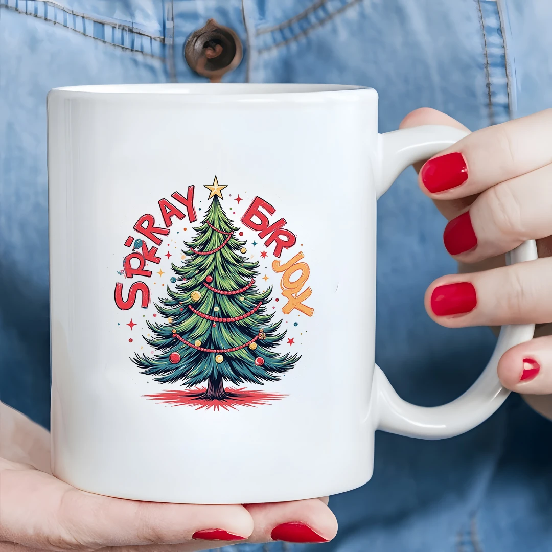 11オンスの漫画風クリスマスツリーマグカップ + お祭りモチーフのカップ、子供、家族、オフィスに最適なギフト、ホリデーシーズンに欠かせないアイテム