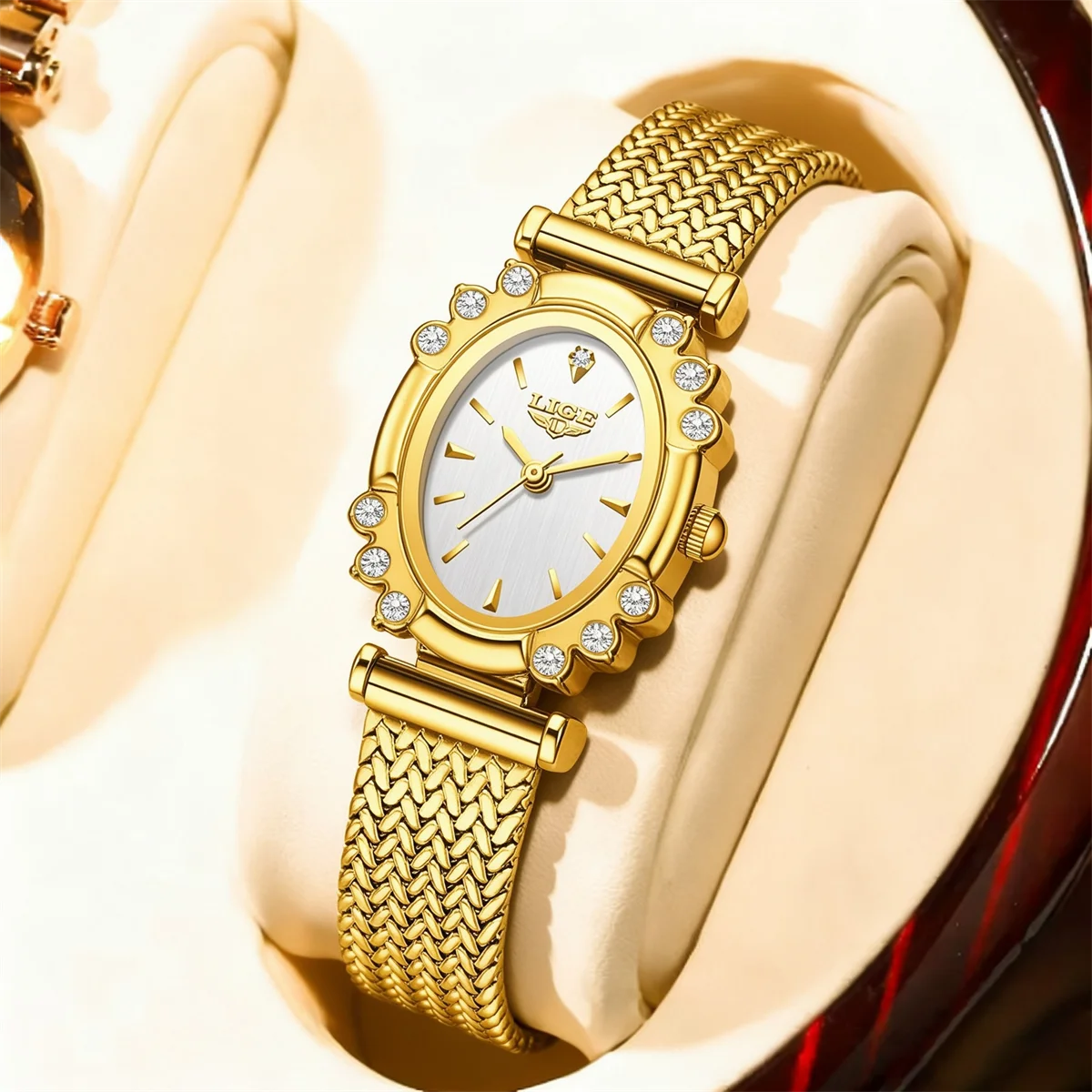 LIGE New Fashionable Women's Watch Elegant Versatile QuaDrtz Watch ladies Vintage Luxury Gold Color Watch Mujer Relogio Feminino