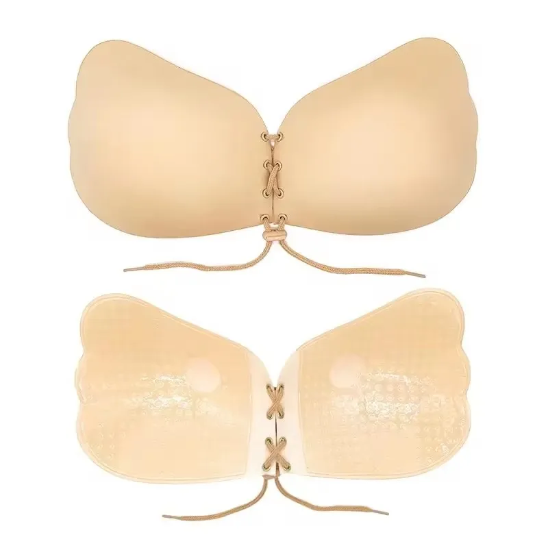 1 piece set Pull Rope Gathered Breast Patch Invisible Bra With Anti Protruding Point Breast Patch Wedding Dress Underwear