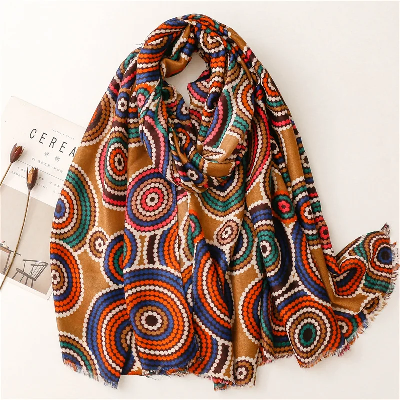 Fashion Aztec Ethnic Geometric Fringe Viscose Shawl Scarf Lady High Quality Wrap Pashmina Stole Bufandas Muslim Hijab 180*90Cm