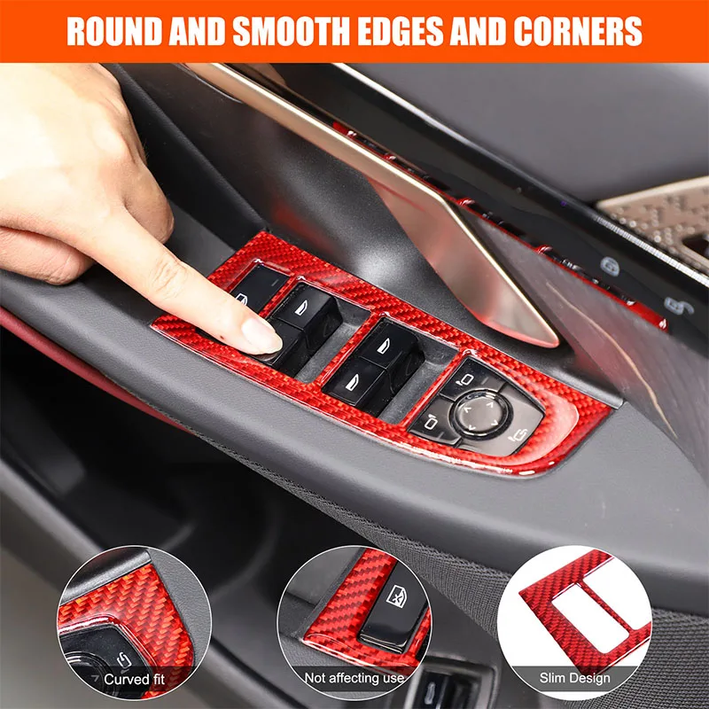 

For BMW 5 Series i5 G60 2024 2025 2026 LHD Car Inner Door Window Glass Lift Button Frame Sticker Trim Carbon Fiber Accessories