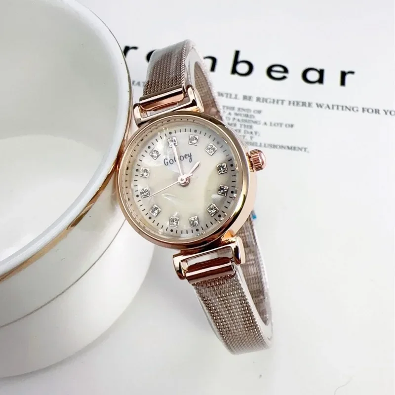 Luxury Women Gift Watch Rose Gold Diamond Scale Small Dial Ladies Wristwatch Stainless Steel Strap Quartz Watches Dropshipping