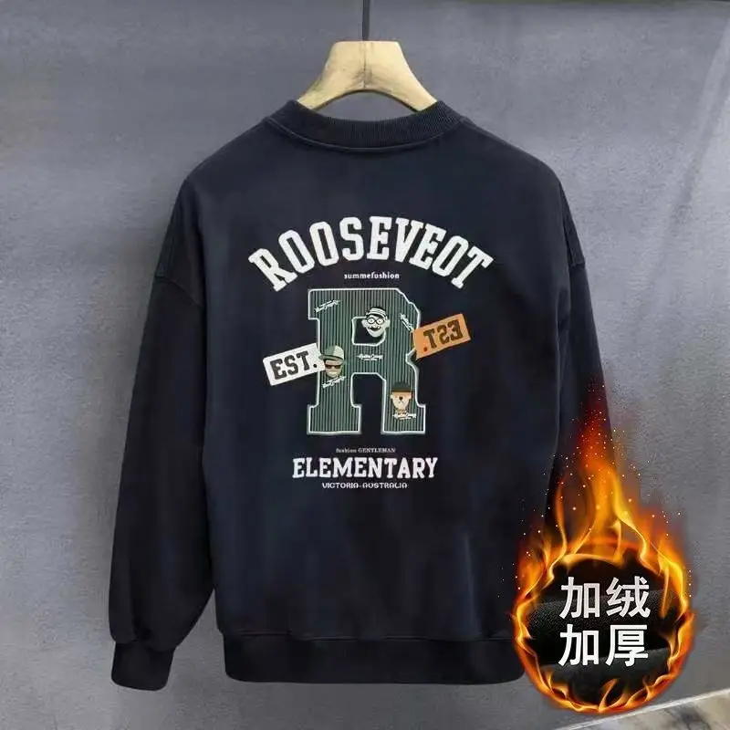 

New American Heavy Sweatshirt for Men in Autumn and Winter New Printed Loose Long-sleeved Round Neck Top