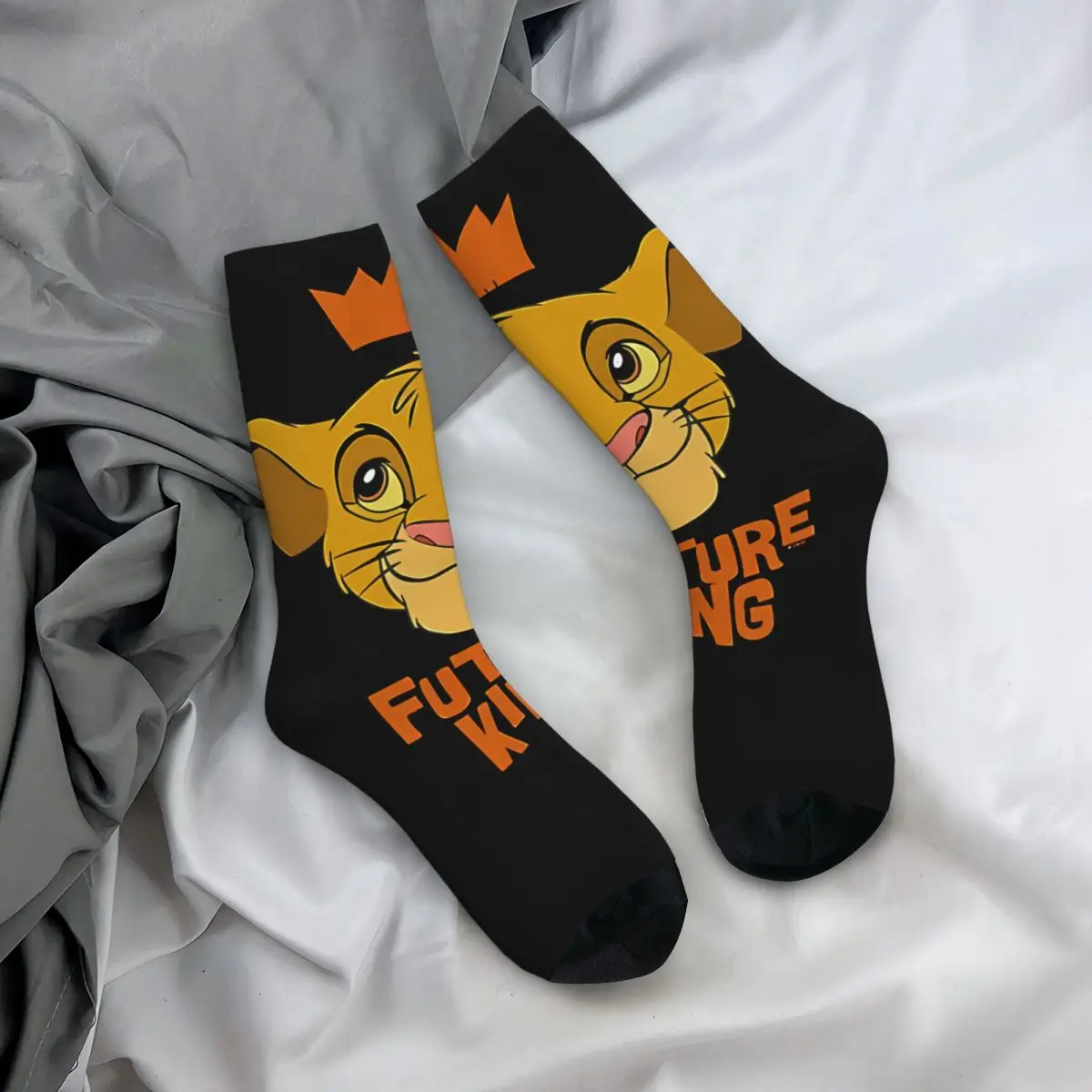 Funny Happy Men's compression Socks Lion King Simba Vintage Harajuku The Lion King Hip Hop Novelty Pattern Crew Crazy Sock Gift