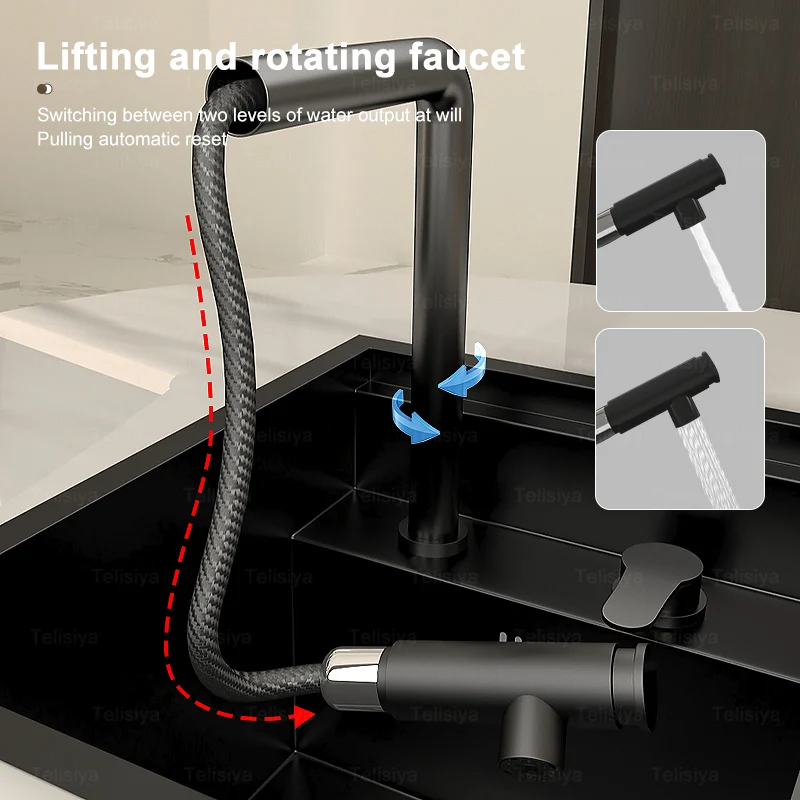 Imagem -03 - Hidden Kitchen Sink Bar Kit Folding Faucet Drain Pipedrop-in Undermount Pequena Pia de Aço Inoxidável para Workstation rv