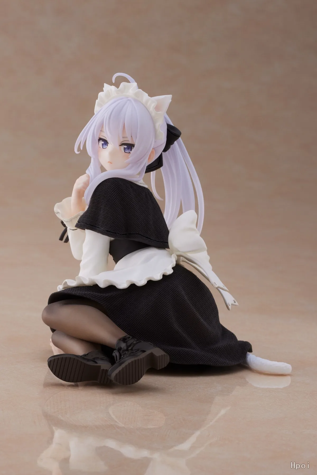 13CM Anime Elaina Figure Wandering Witch The Journey Black Cat Maid Dress Sitting Pose PVC Model Series Toys Gifts