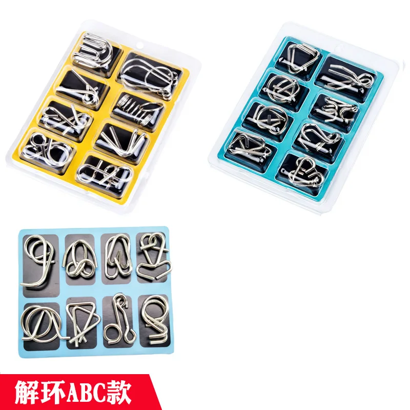 8 teile/satz Metall Montessori Puzzle Draht iq Geist Gehirn Teaser Rätsel Erwachsene interaktive Spiel Reliever Lernspiel zeug