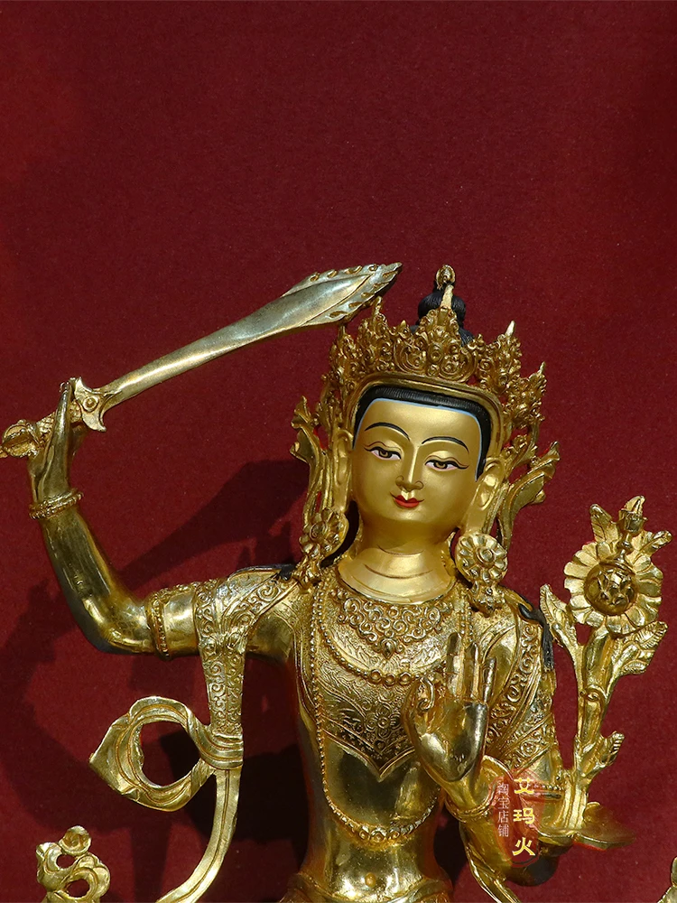 Benjiao Masheng 1 foot 10 inch Tibetan tantric pure copper gilded home Buddha statue to worship ornaments.