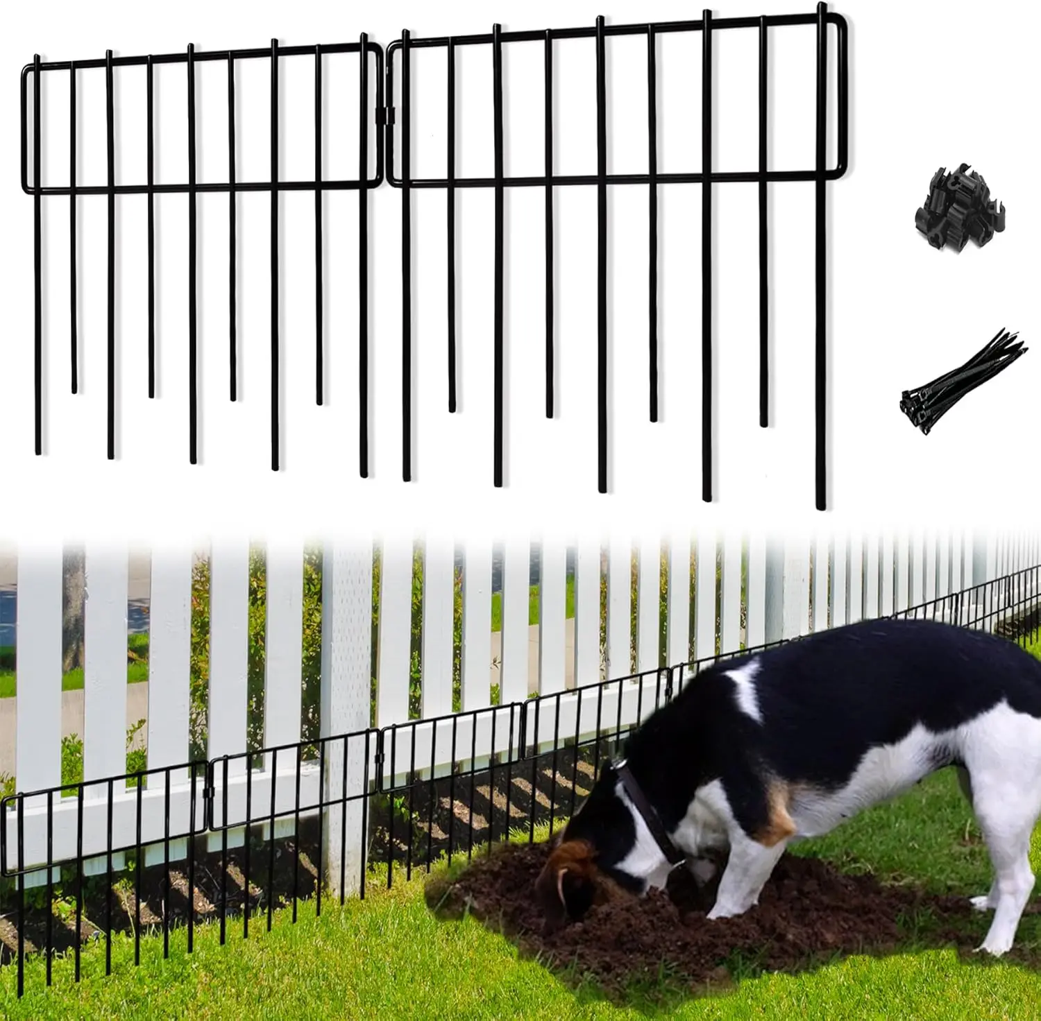 19 Pcs Rustproof Metal Garden Fence, 12In High x 20.5Ft Long with 1.26In Gap for Rabbit and Dog Protection