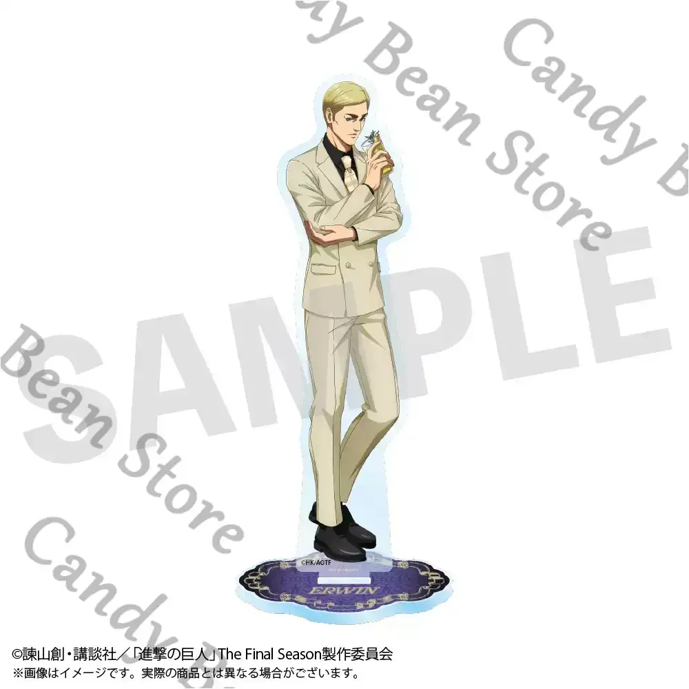 本物のアニメ進撃の巨人エリウィン・スミスコスプレコーヒーショップビジネススーツアクリルフィギュアスタンド漫画スタンディングサインギフト