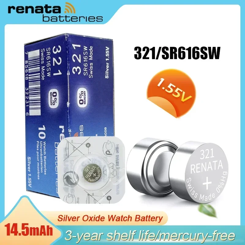 20-100PCS Renata 321 SR616SW SR616 V321 GP321 1.55V Silver Oxide Watch Battery For Scale Toys MADE IN Swiss Button Coin Cell