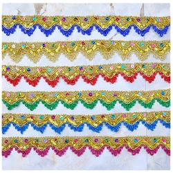 5/2Yards Gold Silver Lace Trim Ribbon Sequin Lace Ribbon For Party Wedding Decoration DIY Craft Sewing Accessories
