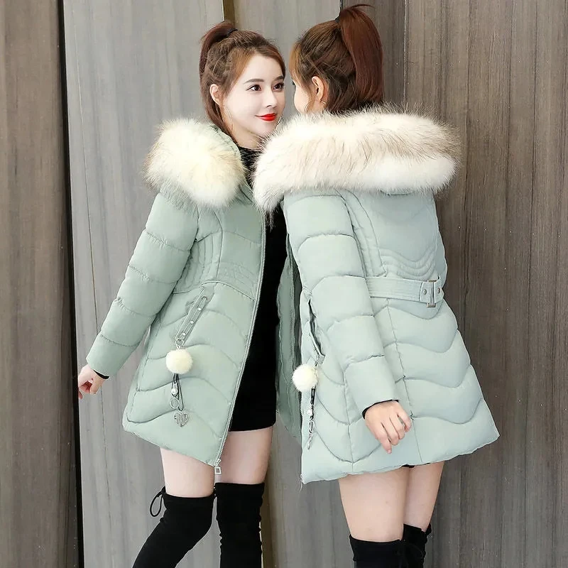 2023 Women Parkas Winter Ladies Casual Long Coats Woman Jackets Winter Women Hooded Fur Collar Cotton Parkas Warm Coat Outwear