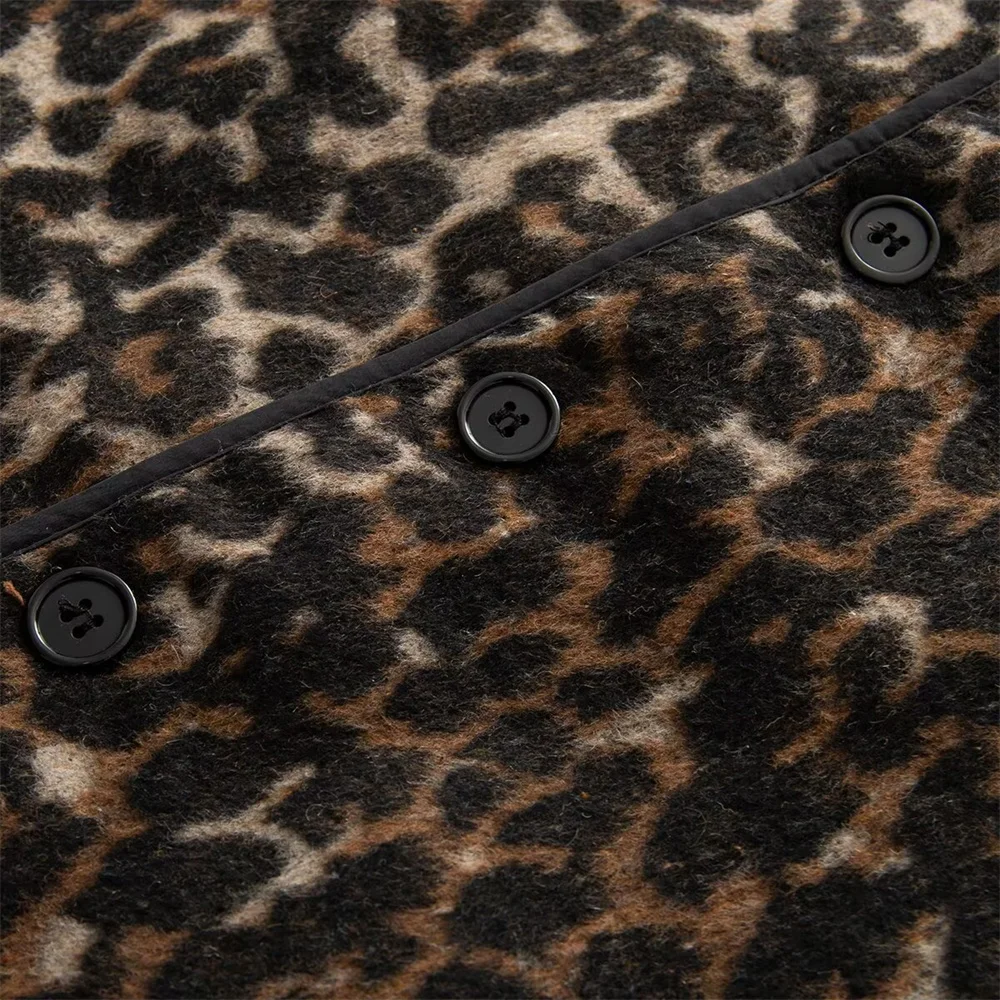 Winter new women's clothing American retro fashion double-sided leopard print wool cotton vest