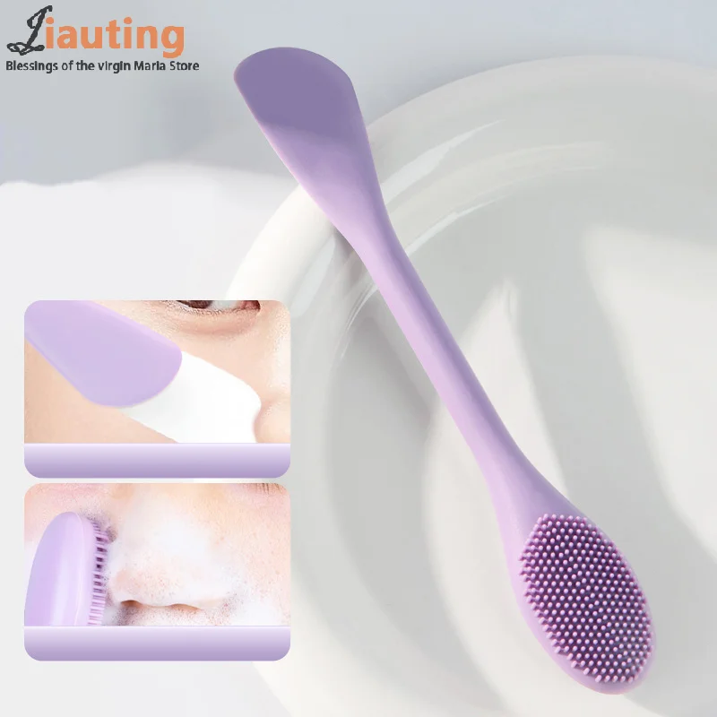 Double Head Silicone Facial Mask Brush Facial Massage Cleaning Brush DIY Mud Film Scraper Facial Care Tool SPA Beauty Salon