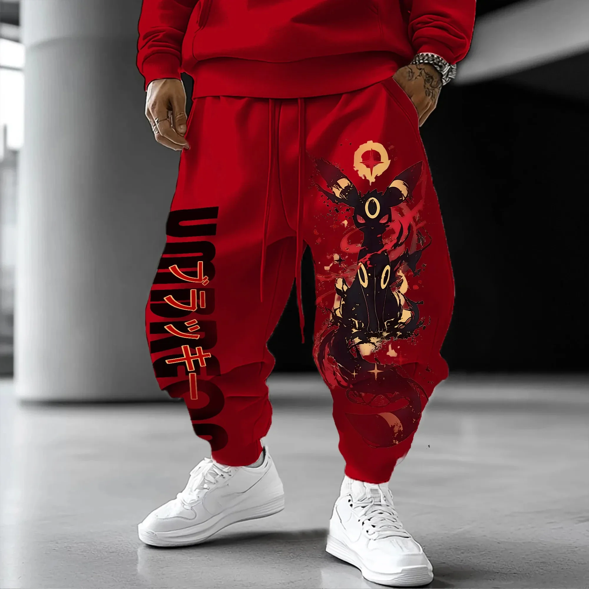 

Pokémon Autumn/Winter Men's Sweetpants 2025 New Anime Printed Japanese Harajuku Trend Plus Size Loose Casual Red Tapped Pants