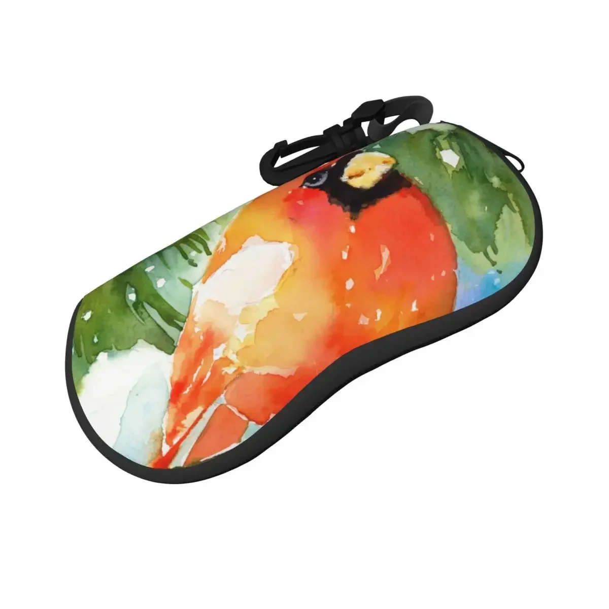 Glasses Case Watercolor Bird Cardinal Winter Portable Zipper   Unglasses Cover  Storage