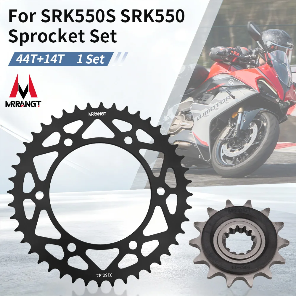 MRRANGT Motorcycle Front Rear Sprocket Chain Wheel 44T Large 14T Fly Wheel Pinion Fit For QJMotor SRK550 SRK550S SRK 550 Parts