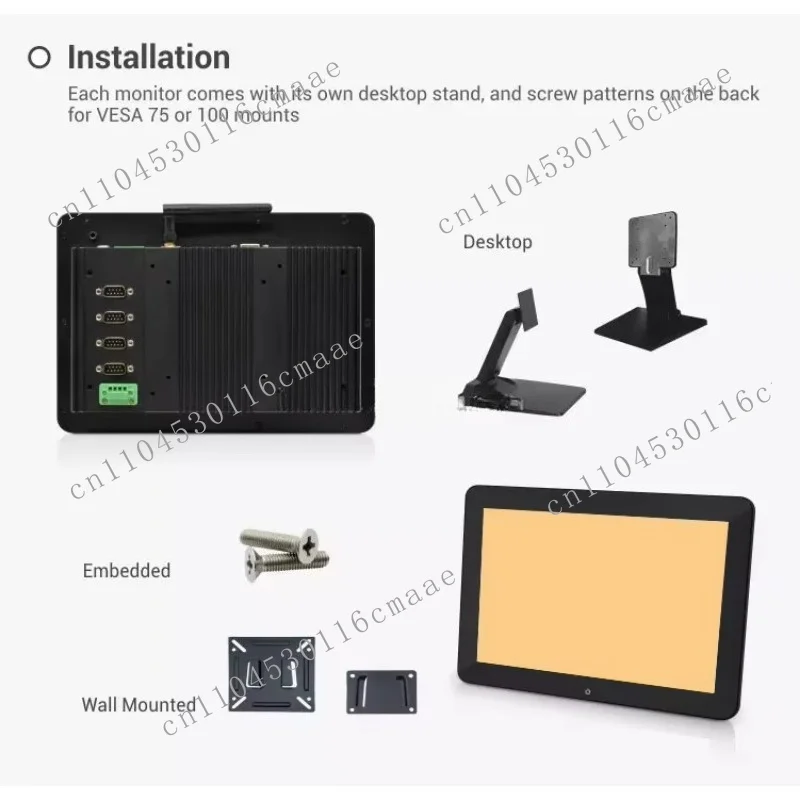10.1 Inch Industrial Fanless Touch Screen Panel PC Embedded X86 Linux IP65 Waterproof Display All in One PC