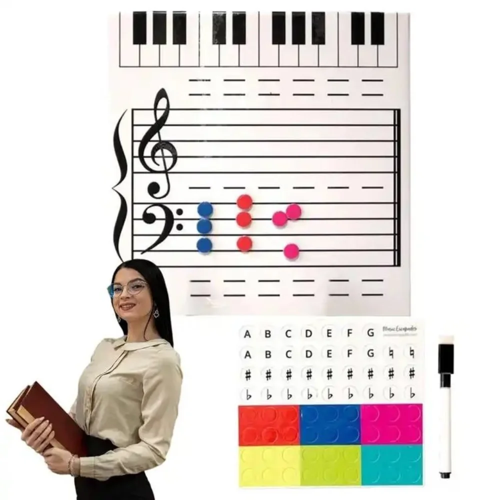 Writing Music Score Whiteboard Reusable Practice Music Teaching Tool Dry Wipe Erasable Magnetic Music Notes Stickers School