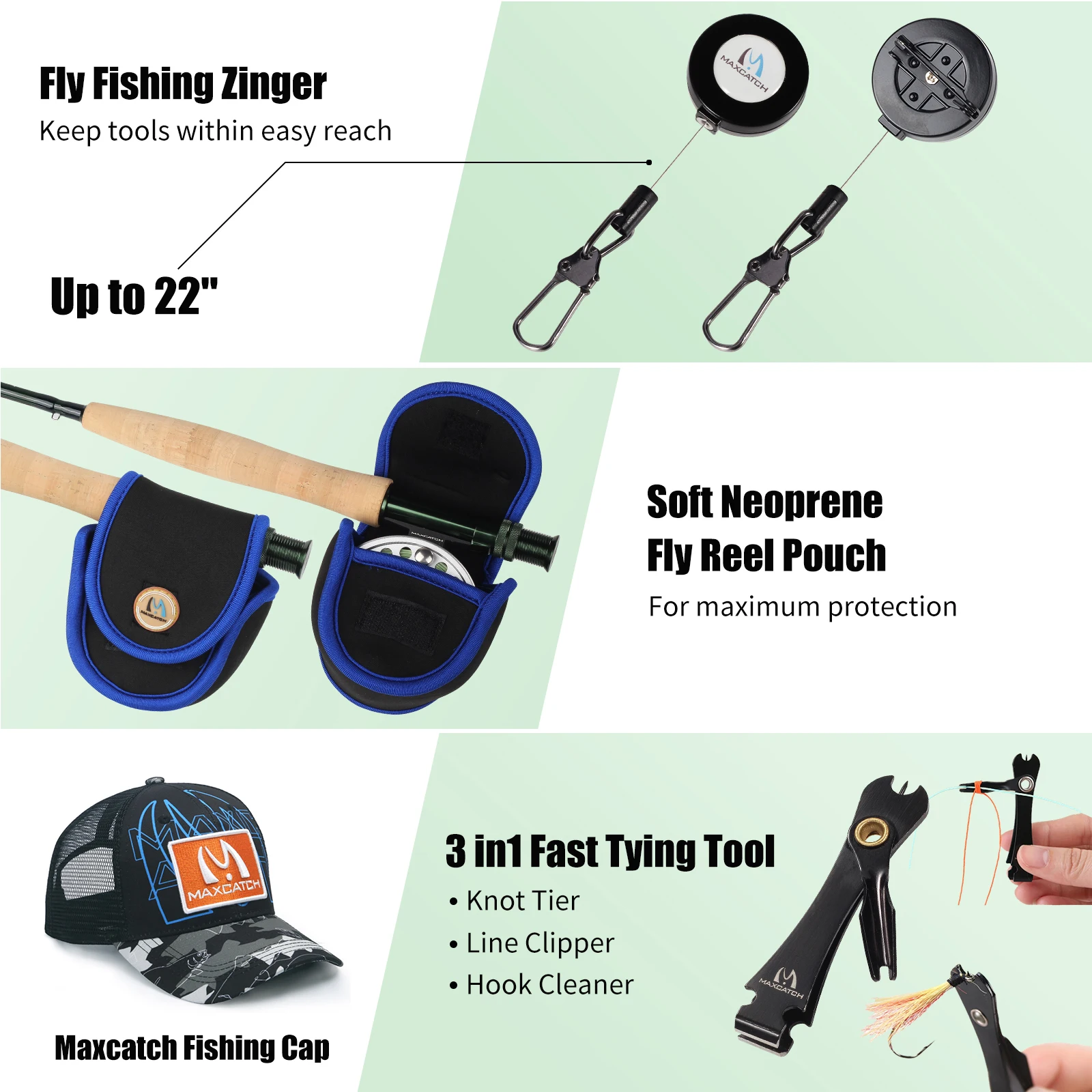 Maximumcatch 3-8WT Fly Fishing Rod And Reel Combo Set 8\'6\'\'/9\' Medium-fast Fly Rod Pre-spooled Fly Reel & Line &Triangle Tube