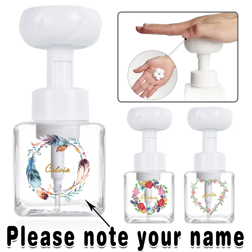 

Customized Name 250ml Facial Cleansing Foam Wash Dispenser Refillable Pump Soap Container Bathroom Accessories Shower Gel Holder