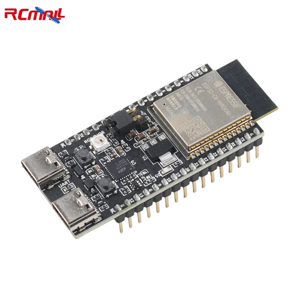 ESP32-C6-DevKitC-1 N8 Development Board 8MB SPI Flash Wi-Fi BT IEEE802.15.4 Based-on ESP32-C6-WROOM-1 for Arduino IoT Smart Home