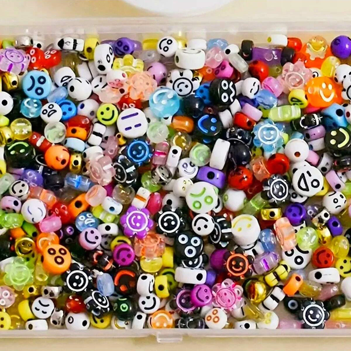 20g/100 Stück DIY Smiley-Gesichtsperlen, Lose Acrylperlen, Zufälliger Stil, Zufällige Farben, Zubehör für die Herstellung von Armbändern, Halsketten – Detail 5