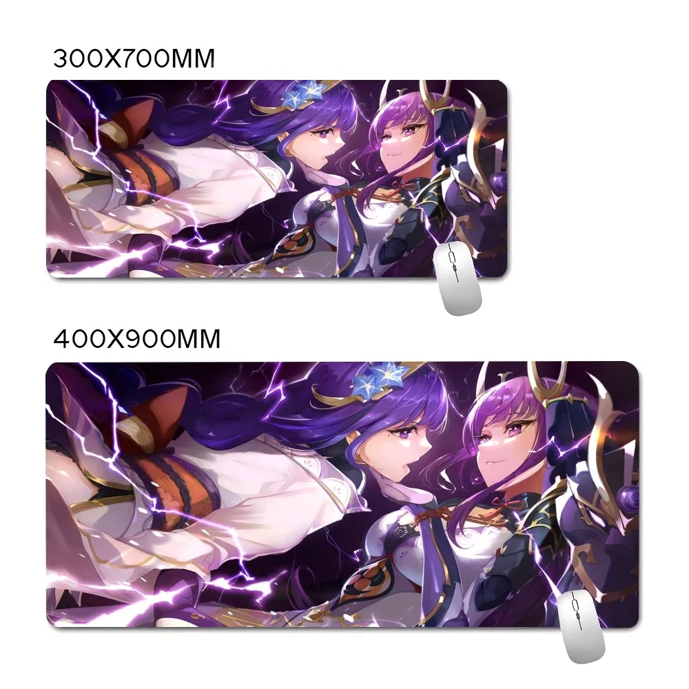 Genshin Mousepad tetikus dampak Raiden, alas Mouse Gaming besar, alas meja Keyboard komputer tebal