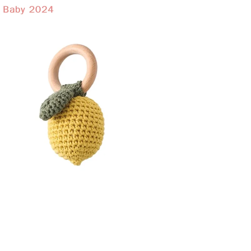 Chocalho de limão mordedor brinquedo crochê mordida de frutas força exercício sensorial música infantil bebê recém-nascido mastigar brinquedo