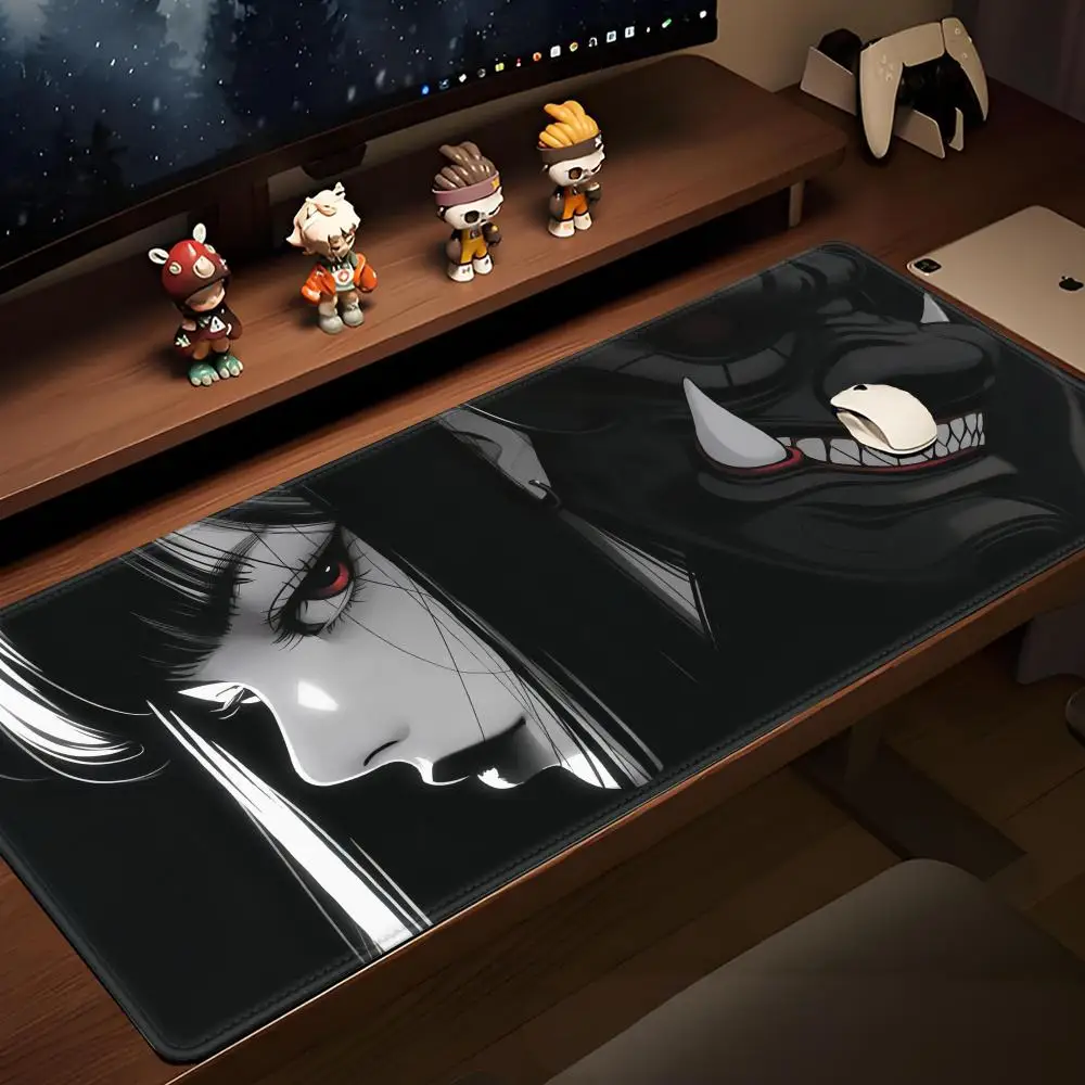 

Большой игровой коврик для мыши Samurai Oni, японский маска для девочек, настольный коврик 90 × 40, профессиональный коврик для мыши премиум-класса для геймера, аксессуары для контроля скорости