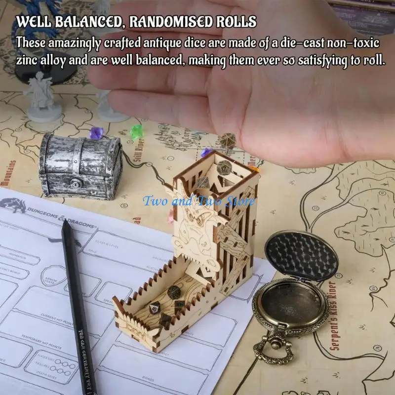 ساعة الجيب من HX6F مع أصغر مجموعة من المعادن المصغرة مجموعة مراقبة الجيب مناسبة ل RPG الطاولة وألعاب الطاولة #3