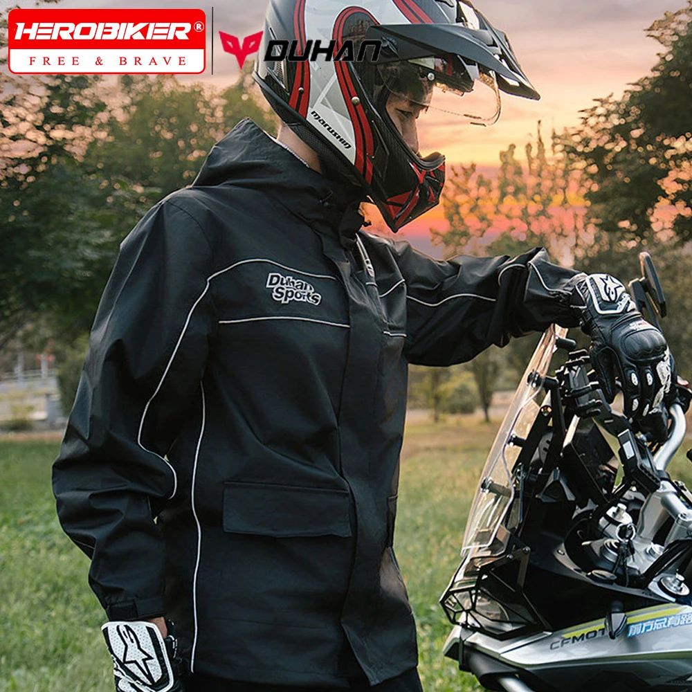 

Унисекс ветрозащитный мотоциклетный дождевик, раздельный комплект для мотоциклистов: куртка и брюки для активного отдыха