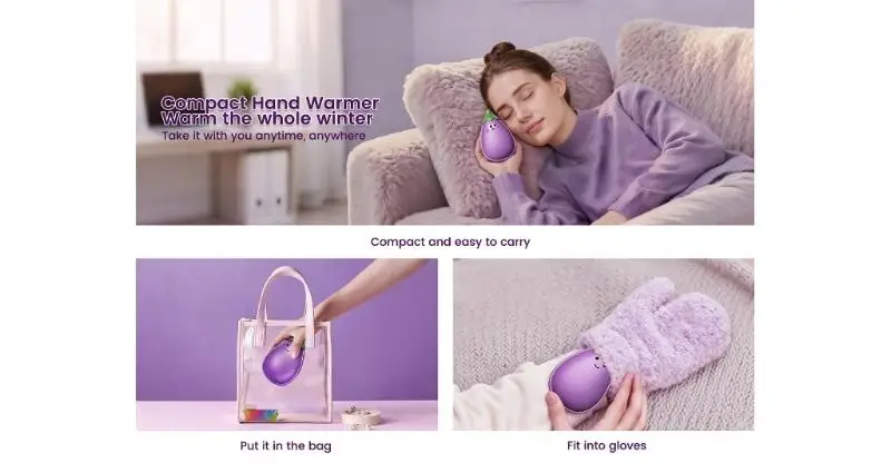 Rechargeable Hand Warmer with 3 Selectable Levels, Heat From Two Panels, Digital Battery Display, and USB Charging for Cold D2RD