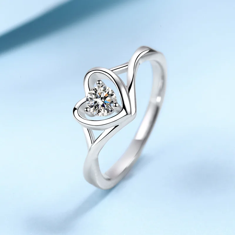 Fashion diamond ring ring women moissanite one heart love ring pt950 gold factory direct sale