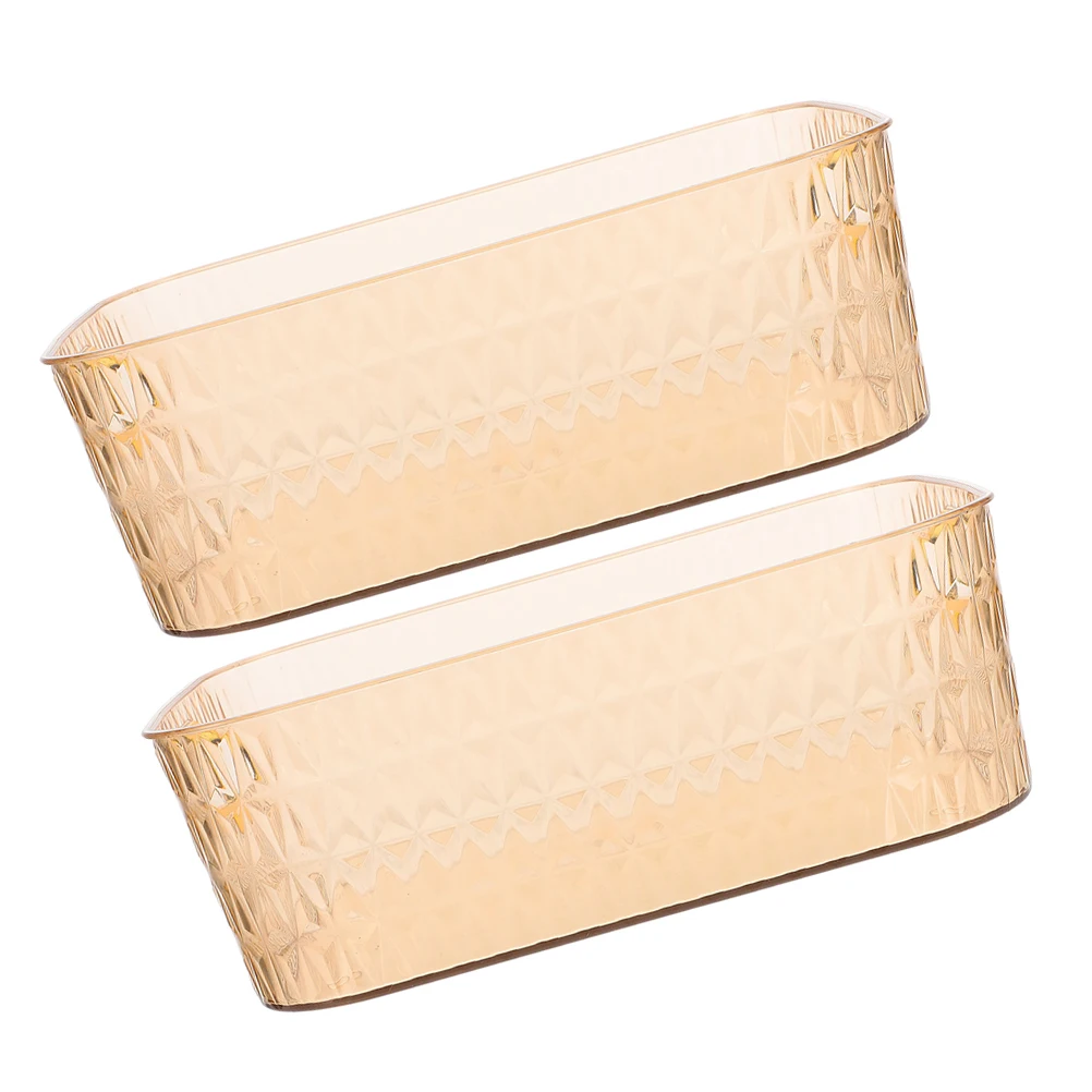 

2Pcs Storage Box Transparent Large Capacity Desktop Makeup Organizer Kitchen Sundries Tray Plastic Home Decor