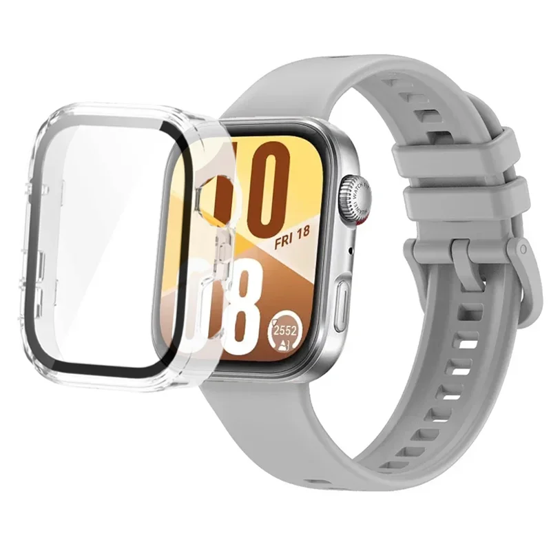 Colored Buckle Silicone Band+PC Case for Huawei Watch Fit 4 3 HD Tempered Glass Shell Bracelet Huawei Watch Fit 4 Pro Wristband