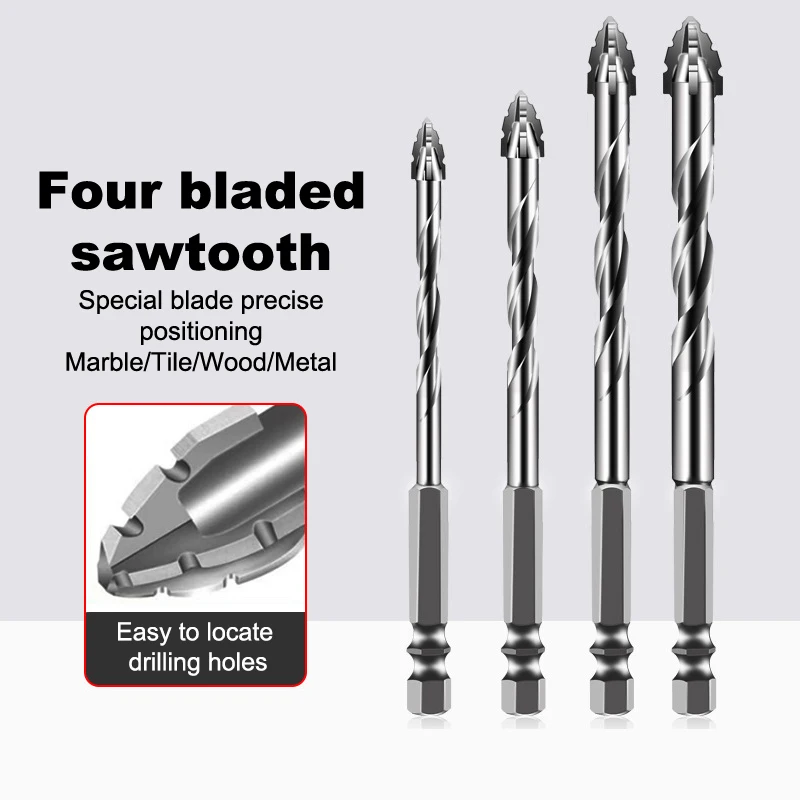 7pcs/set Tungsten Steel Serrated Drill Bits Professional Drilling Tool Set for Ceramic Tile Glass Plastic Concrete Masonry