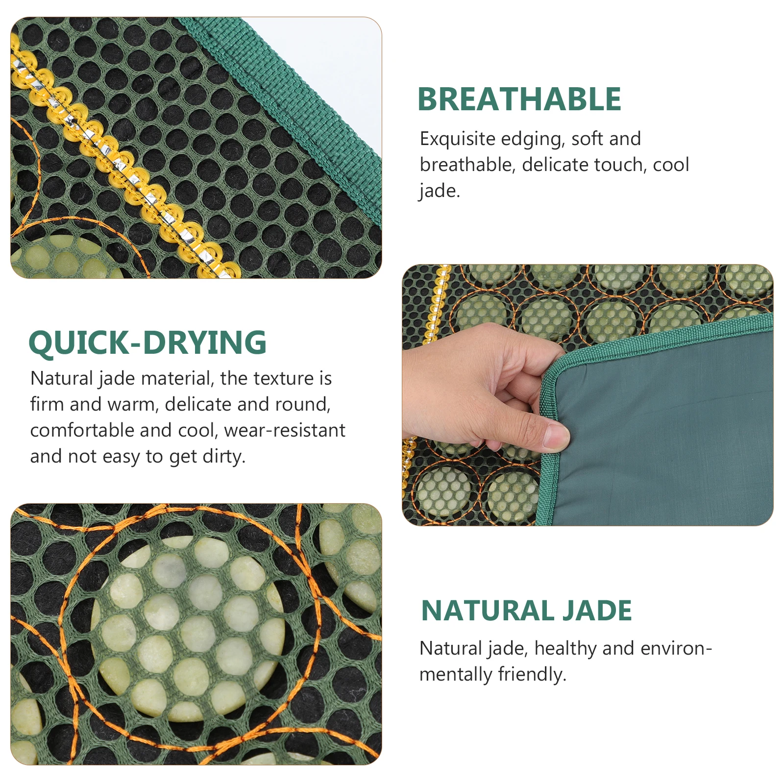 

1pc Natural Jade Seat Cushion Portable Home Office Car Pad Durable Stone Germanium Cushion For Comfort Sleeping Practical Gift