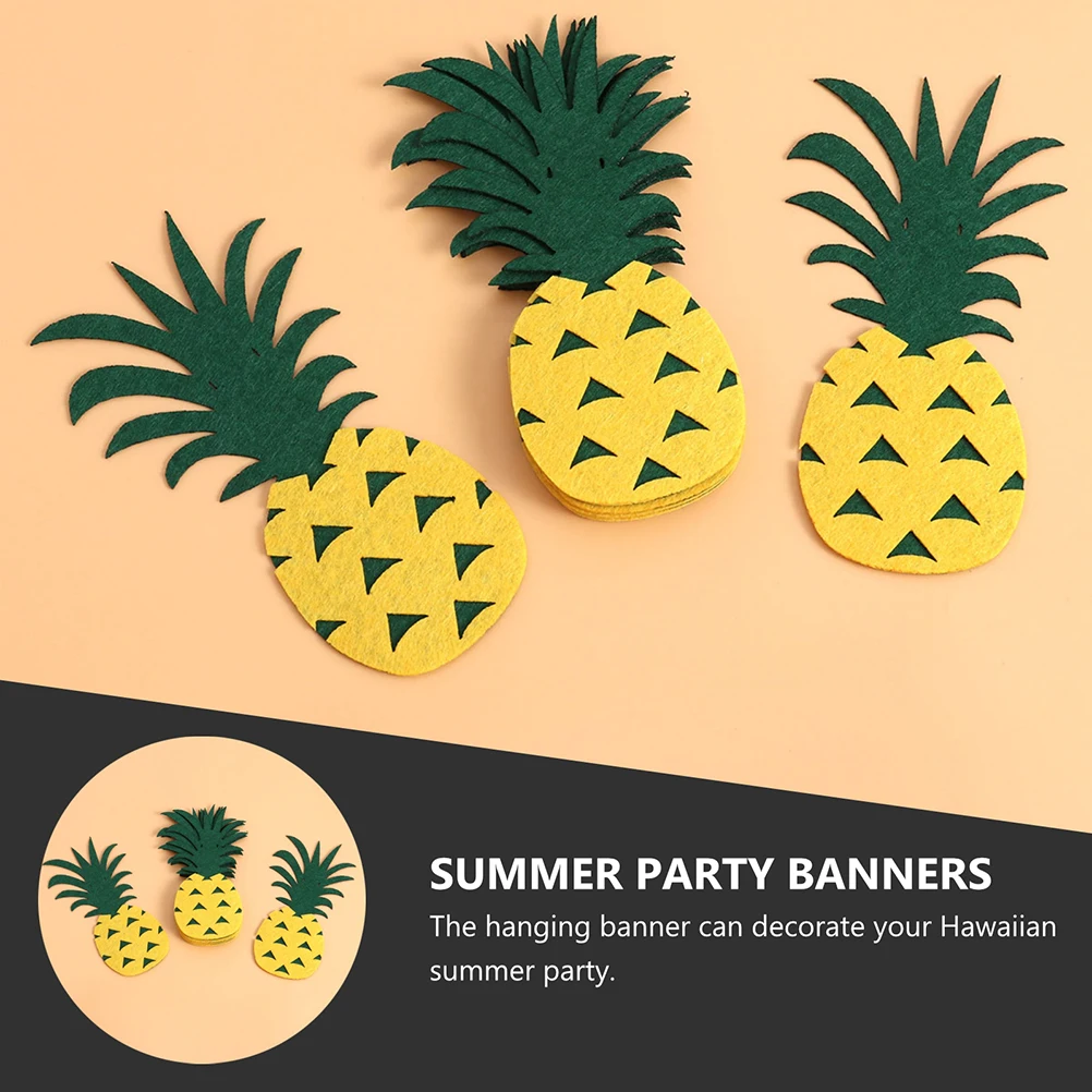 

2 Pcs Pineapple Felt Hawaiian Party Banner Summer Decor Photo Props Felt Hanging Bunting Wall Decorations